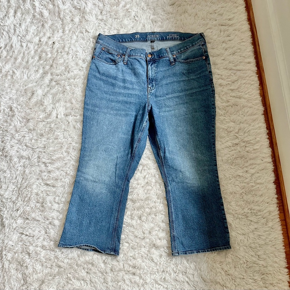 J. Crew Women’s 9” Demi Boot Crop Jeans Demi Flare Medium Wash 35